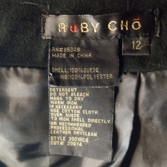 Ruby Cho Black 100% Suede Leather Whip Stitch Detail Maxi Skirt Size 12 - Picture 9 of 9